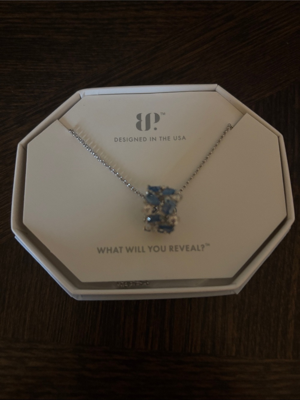 Blue Crystal Cluster Necklace by BP— Sparkling Silver Pendant